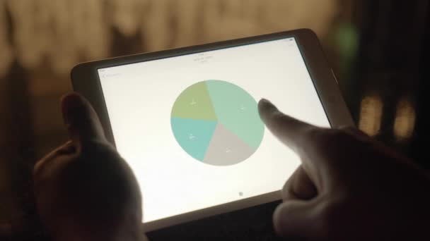 Osoba Používající Digital Tablet Screen Accounting Business Profits Data Charts — Stock video