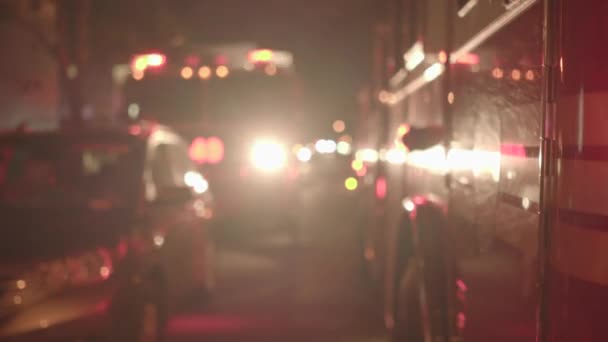Straż Pożarna Ciężarówka Migającymi Światłami Syren Nocy Wysokiej Jakości Materiał — Wideo stockowe