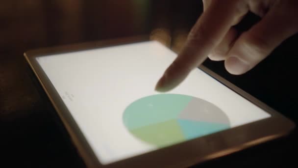 Persona Que Usa Tablet Digital Contabilidad Pantalla Negocios Beneficios Gráficos — Vídeos de Stock
