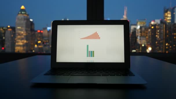 Бізнес Людина Працює Ноутбуці Комп Ютерний Облік Фінанси Прибутки Діаграми — стокове відео