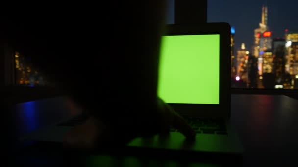 Layar Komputer Terisolasi Green Screen Latar Belakang Kunci Chroma Kantor — Stok Video