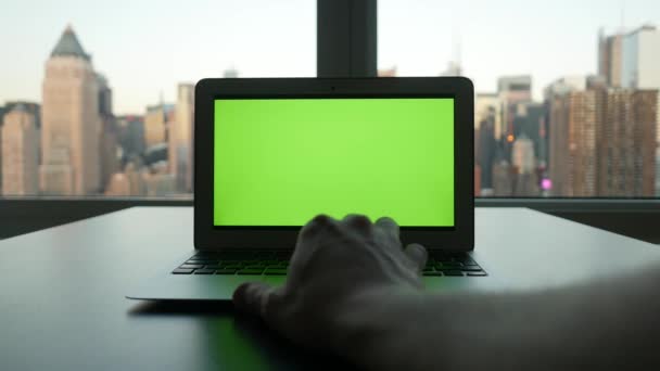 Schermo Del Computer Isolato Green Screen Sfondo Chroma Key City — Video Stock