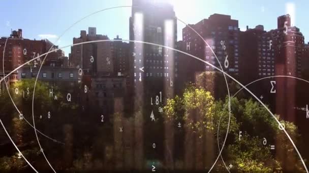 Smart City Connected Vezeték Nélküli Mesterséges Intelligencia Felhőalapú Számítástechnika Kiváló — Stock videók