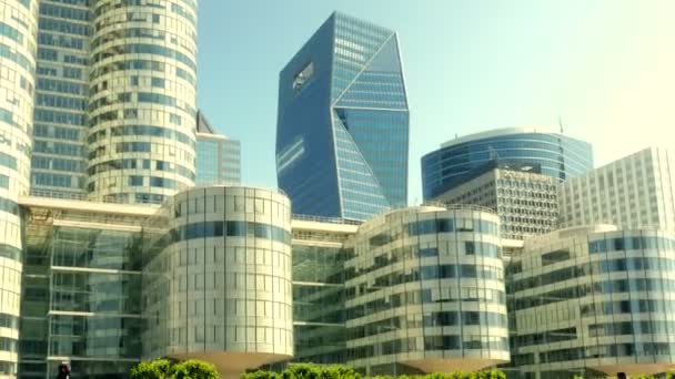 Finanzas Corporativas Oficina Negocios Paisaje Urbano Skyline Vista Exterior Imágenes — Vídeos de Stock