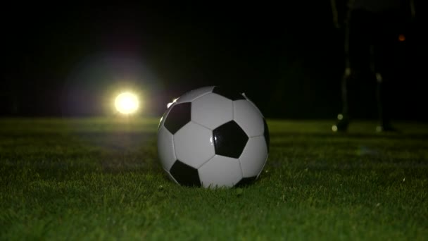 Futbolcu Atletizm Antrenmanı Futbol Sahasında Spor Gecesi Yüksek Kalite Görüntü — Stok video