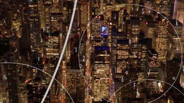 Хмарна Мережа Даних Збирає Інформацію Про Міські Міські Будівлі Високоякісні — стокове відео