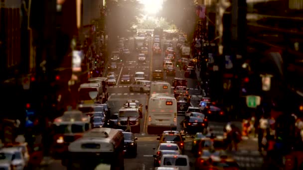 Городская Пробка Час Пик Автомобилях Едущих Переполненной Городской Дороге Высококачественные — стоковое видео
