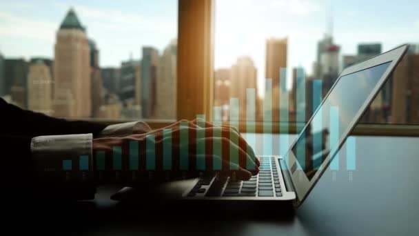 Het Analyseren Van Corporate Business Finance Data Charts Computer Screen — Stockvideo