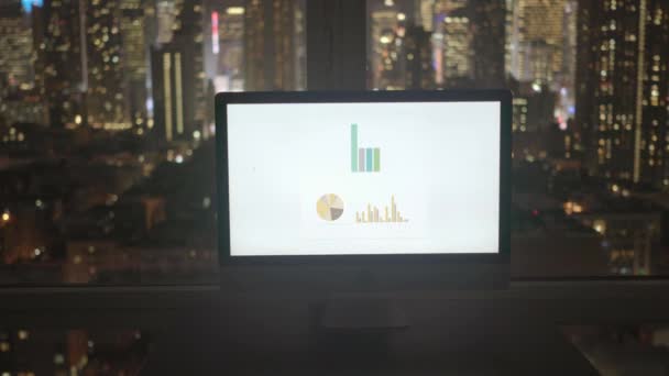 Análisis Gráficos Datos Finanzas Empresariales Corporativas Pantalla Computadora Imágenes Alta — Vídeo de stock
