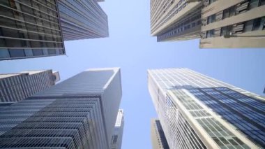 Yüksek Rise Şirketler Ofisi İş Bölgesi Bloklarının Skyline Manzarası. Yüksek kalite 4k görüntü