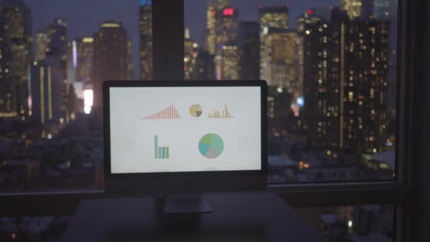 Análisis Gráficos Datos Finanzas Empresariales Corporativas Pantalla Computadora Imágenes Alta — Vídeo de stock