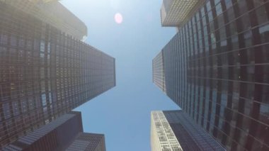 Yüksek Rise Şirketler Ofisi İş Bölgesi Bloklarının Skyline Manzarası. Yüksek kalite 4k görüntü