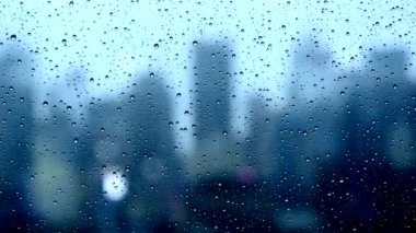 Hüzünlü Karanlık Huysuz Hava ve Şehir Skyline Manzarası. Yüksek kalite 4k görüntü