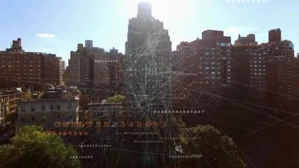 Dati Virtuali Intelligenza Artificiale Cyberspazio Connesso City Skyline Filmati Alta — Video Stock