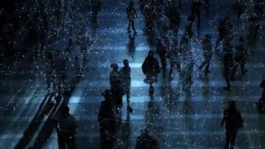 AI Yazılım Kamu Caddesinde Yürüyen İnsanların Verilerini Topluyor. Yüksek kalite 4k görüntü