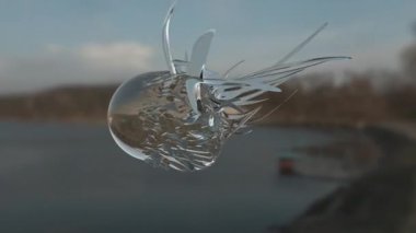 Sanal Soyut Aqua Sıvı Molekül Şekli Havada Uçuyor. Yüksek kalite 4k görüntü