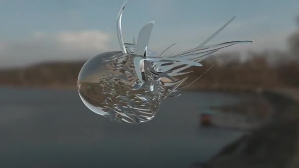 Virtual Abstract Aqua Liquid Fluid Molecule Shape Fliegen Der Luft — Stockvideo