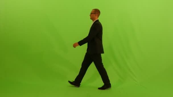 Homme Affaires Isolé Sur Fond Écran Vert Images Haute Qualité — Video