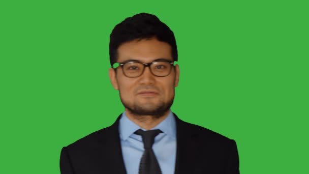 Businessman Talking Isolated Green Screen Background High Quality Footage — Stock Video