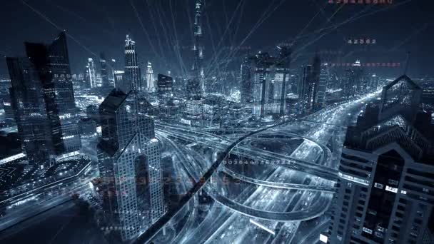 Cyfrowa Transformacja Bezprzewodowego Systemu Kodowania Danych Inteligentnego Miasta Wysokiej Jakości — Wideo stockowe