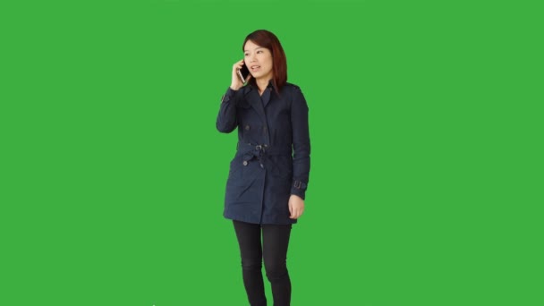 Životní Styl Portrét Čínské Ženské Osoby Zeleném Pozadí Vysoce Kvalitní — Stock video