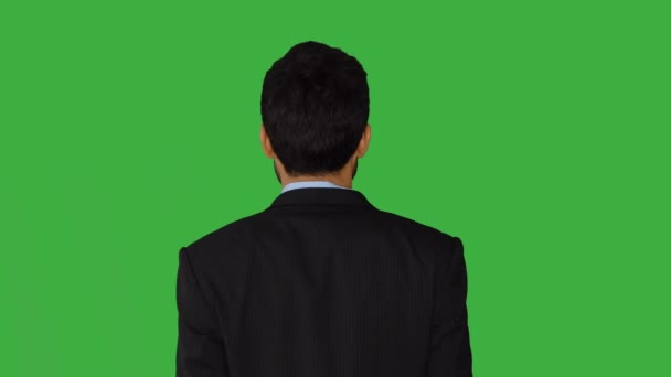 Asiatique Homme Debout Isolé Sur Fond Écran Vert Images Haute — Video