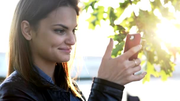 Jeune Femme Élégante Élégante Mode Extérieur Images Haute Qualité — Video