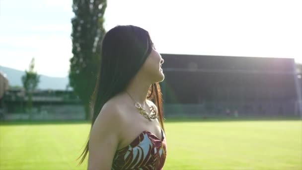 Happiness Lifestyle Portret Młodej Azjatki Letniej Sukience Wysokiej Jakości Materiał — Wideo stockowe