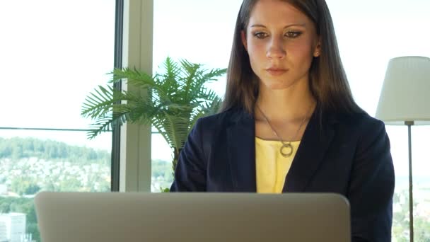Femme Affaires Travaillant Sur Ordinateur Portable Bureau Ordinateur Dans Bureau — Video