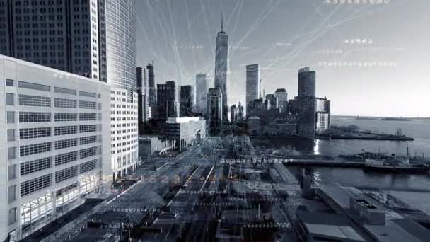 Цифровая Трансформация Беспроводной Сети Кодирования Данных Smart City Высококачественные Кадры — стоковое видео