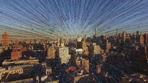 智能城市无线数据编码网络系统的数字转换 高质量的4K镜头 — 图库视频影像