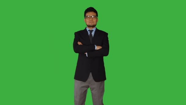 Yeşil Ekranda Izole Edilmiş Bir Adamı Konuşuyor Yüksek Kalite Görüntü — Stok video