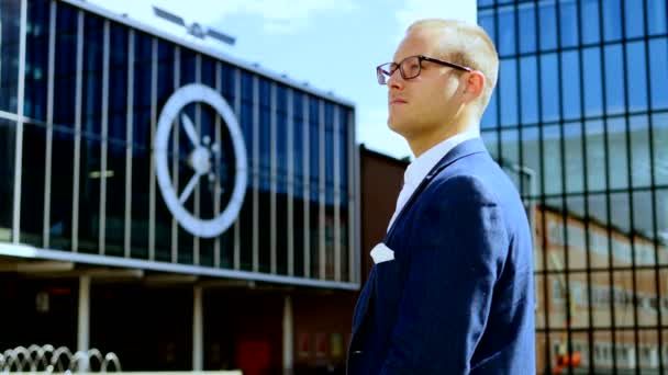 Porträtt Stilig Vit Man Som Arbetar Inom Finansbranschen Högkvalitativ Film — Stockvideo