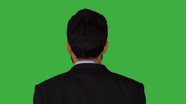 Asian Man Standing Isolated Green Screen Background High Quality Footage — Stock Video