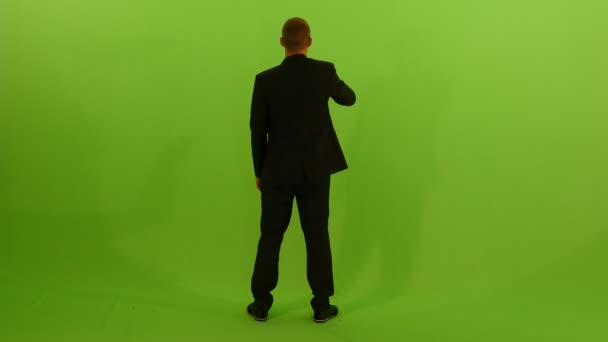 Muž Osoba Obleku Izolované Chroma Key Green Screen Pozadí Vysoce — Stock video