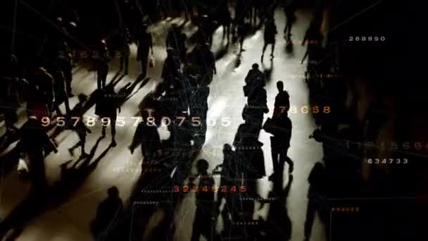 Contact Tracing System People Walking Crowded City Street Hoge Kwaliteit — Stockvideo