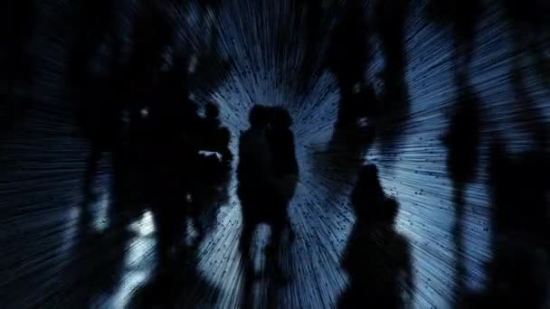 Contact Tracing System People Walking Crowded City Street Hoge Kwaliteit — Stockvideo