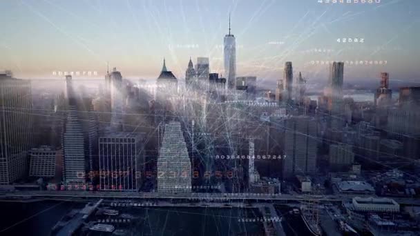 Technologia Grafiki Komputerowej Połączona Metropolią Miejską Wysokiej Jakości Materiał — Wideo stockowe