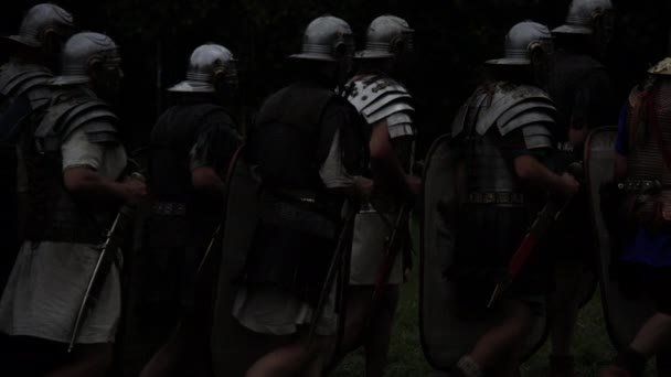 Troops Historical Military Warriors Armed Shield Spear — Stock Video