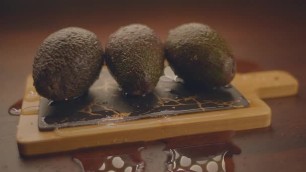 Frische Bio Avocado Früchte Lebensmittel Hintergrund Hochwertiges Filmmaterial — Stockvideo