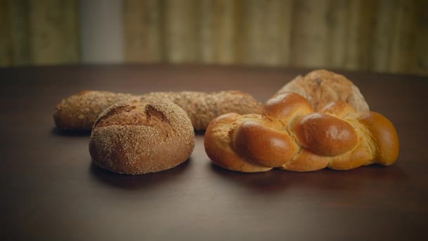 Домашний Сельский Вкусный Хлеб Высокого Питания Диета Завтрак — стоковое видео