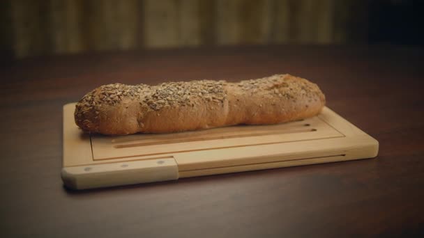 Pâine Rustică Gustoasă Casă Pentru Alimente Nutriție Ridicată Dieta Pentru — Videoclip de stoc