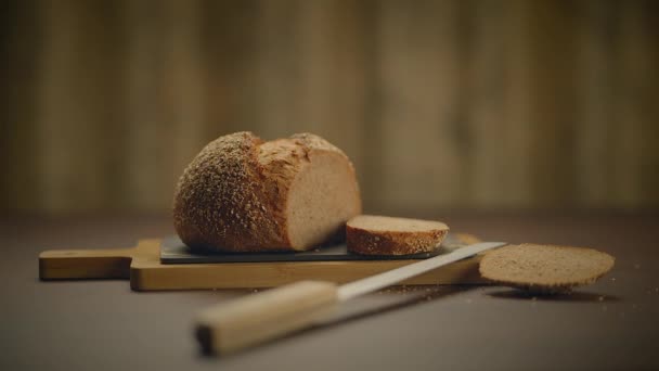 Hausgemachte Rustikale Schmackhafte Brote Für High Nutrition Food Frühstücksdiät — Stockvideo