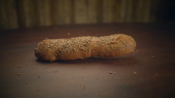 Bakverk Mat Näring Produkt Närbild Skott Frukostbröd — Stockvideo
