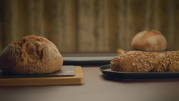 Pasticceria Alimentare Prodotto Nutrizione Close Shot Breakfast Bread — Video Stock