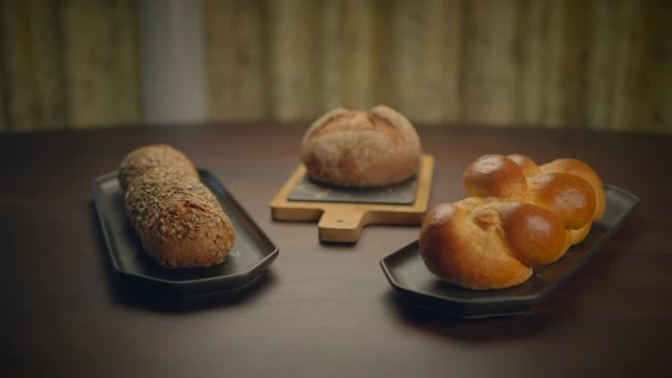 Ciasto Jedzenie Żywienie Produkt Zamknij Shot Breakfast Breads — Wideo stockowe