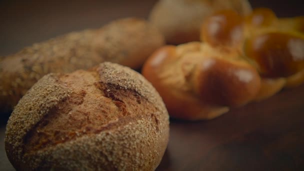 Pasticceria Alimentare Prodotto Nutrizione Close Shot Breakfast Bread — Video Stock