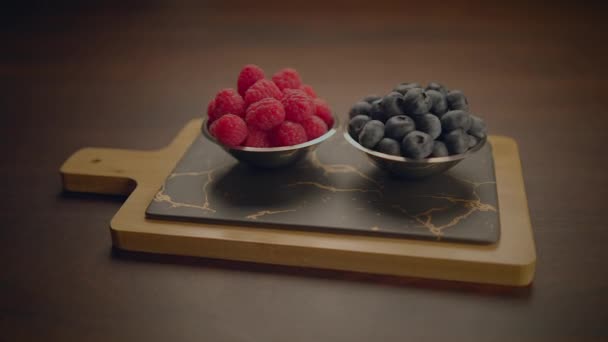 Здорові Ягідні Фрукти Вітамінами Антиоксидантами Їжа Закуска Фон — стокове відео