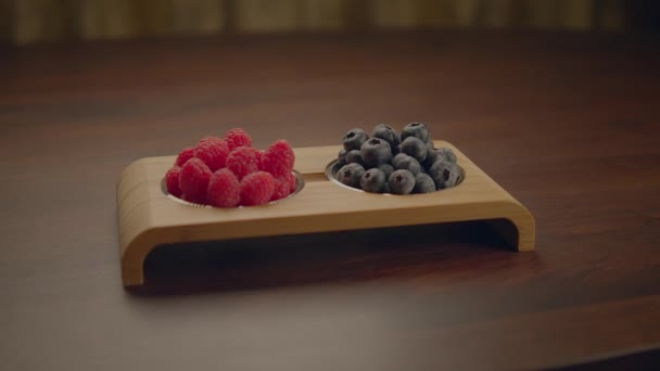 Frutas Saludables Baya Con Vitaminas Antioxidantes Fondo Bocadillo Alimentos — Vídeos de Stock