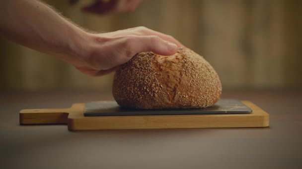 Gebackenes Gebäck Brote Laib Lebensmittel Ernährungsprodukte Angezeigt — Stockvideo